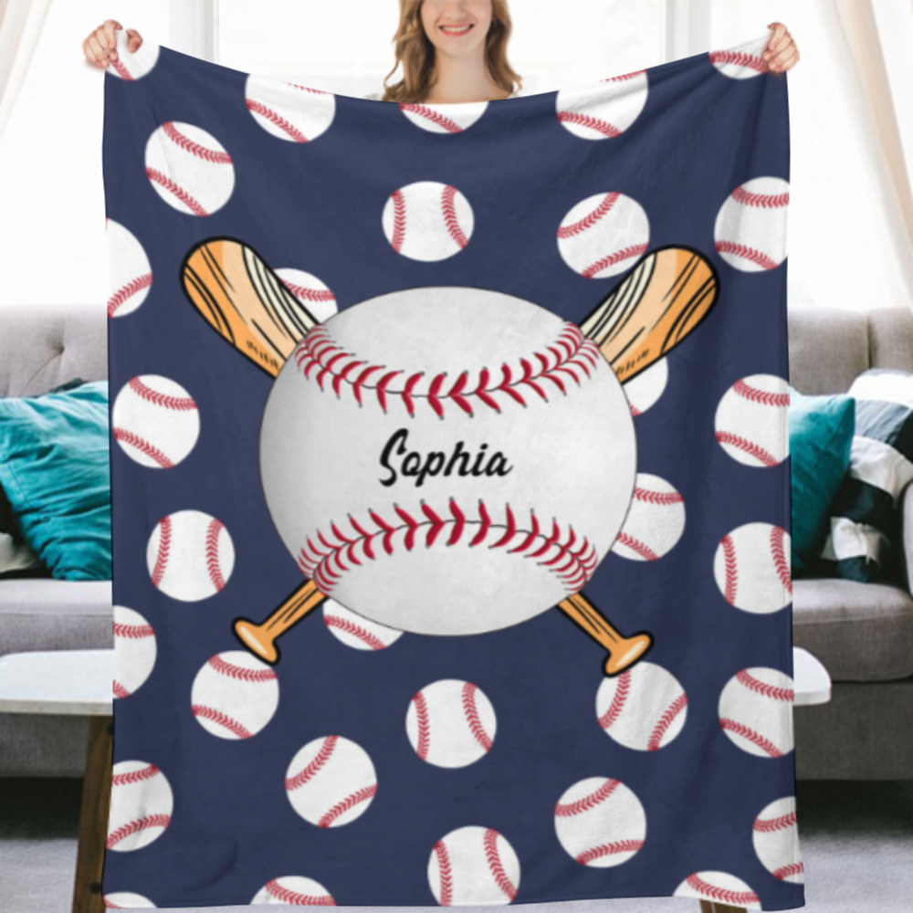 Personalized Name Customized Baseball Blanket - Alziva